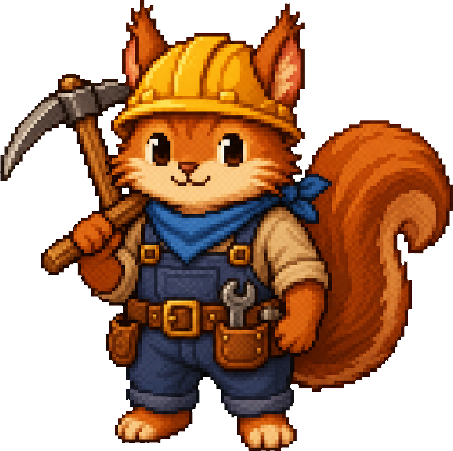 piatoss, a squirrel builder with a pickaxe